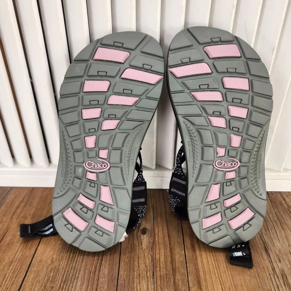 Chaco ZX1 Ecotread Hugs and Kisses Kid 13M Black Pink Strappy Adjustable Sandals